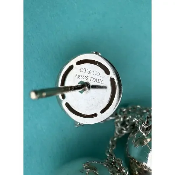 Tiffany & Co Silver Hardware Triple Drop Bead Ball Stud Earrings Butterfly Backs - Picture 6 of 12